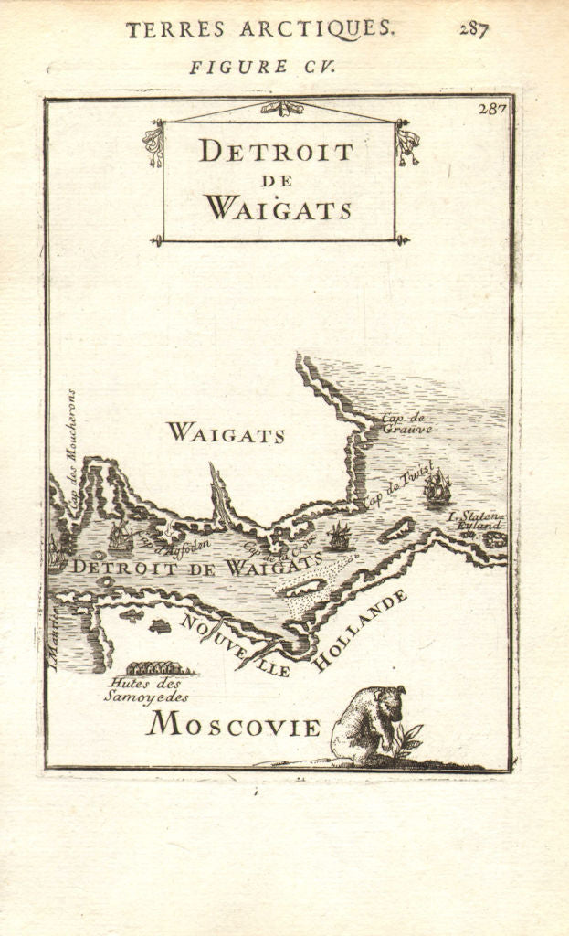RUSSIAN ARCTIC. Detroit Waigats Yugorsky Strait. Vaygach Island. MALLET 1683 map