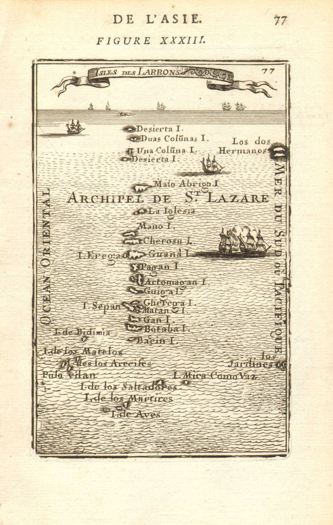 MICRONESIA. 'Isles des Larrons. Marianas &c. Siapan Guam Palau. MALLET 1683 map