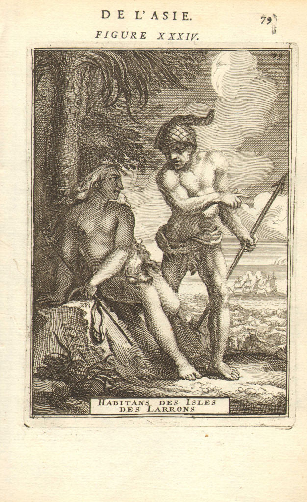 MICRONESIA. 'Habitans des Isles Larrons'. People of Marianas. MALLET 1683 map