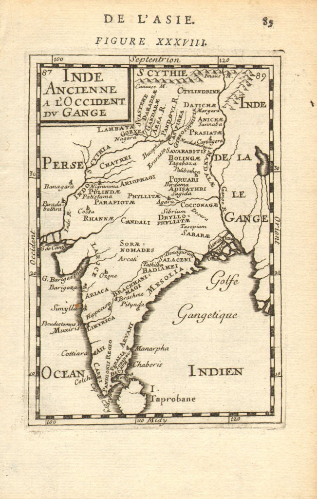 ANCIENT INDIA. 'Inde Ancienne a l'Occident du Gange'. Tribes. MALLET 1683 map