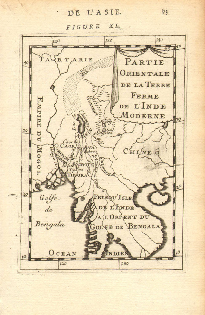 INDOCHINA/BENGAL RIVERS. Burma Siam Vietnam. Mythical Lake Chiamay.  1683 map