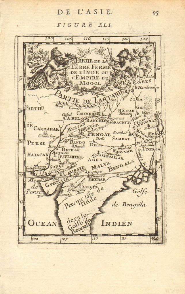 MOGHUL EMPIRE. India Afghanistan &c. Delhi Agra. Mughal Mogul. MALLET 1683 map