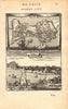 CEYLON (SRI LANKA). Map of Colombo & view of Galle. MALLET 1683 old