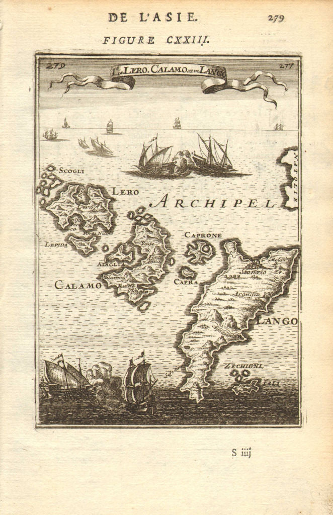DODECANESE Leros Calamo Kalymnos Kalimnos Lango Kos Pserimos. MALLET 1683 map