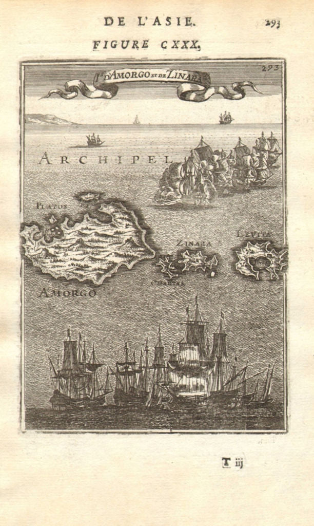CYCLADES. Amorgos, Zinara (Kinaros) & Levitha. Aegean. Greece. MALLET 1683 map