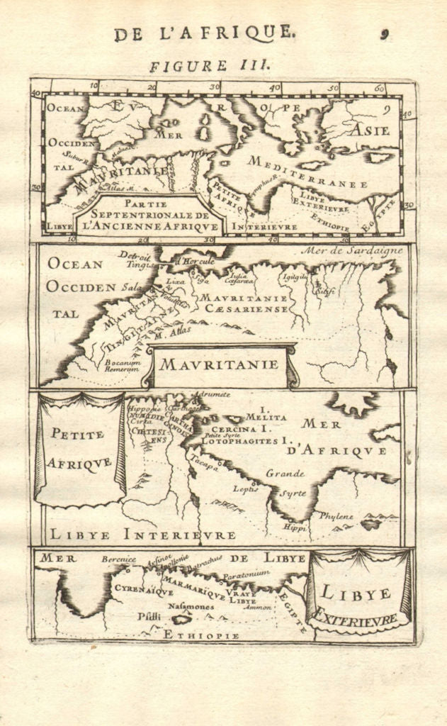 NORTH AFRICA. Morocco Tunisia Libya. 'Mauritanie'. Malta Melita. MALLET 1683 map