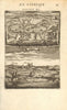 TUNISIA. View & map of 'Tunis et la Goulette'. Kasbah castle port. MALLET 1683