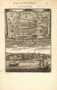 LIBYA. Plan & view of the town & port of Tripoli. Barbary. MALLET 1683 old map