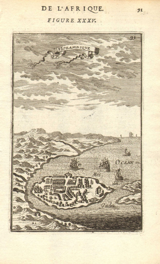 ISLAND OF MOZAMBIQUE. Ilha de Moçambique. Lumba, Mozambique. MALLET 1683 map