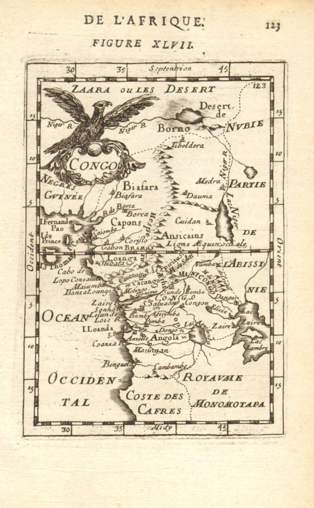 WEST CENTRAL AFRICA. Congo Angola Gabon Cameroon Sao Tome. MALLET 1683 old map