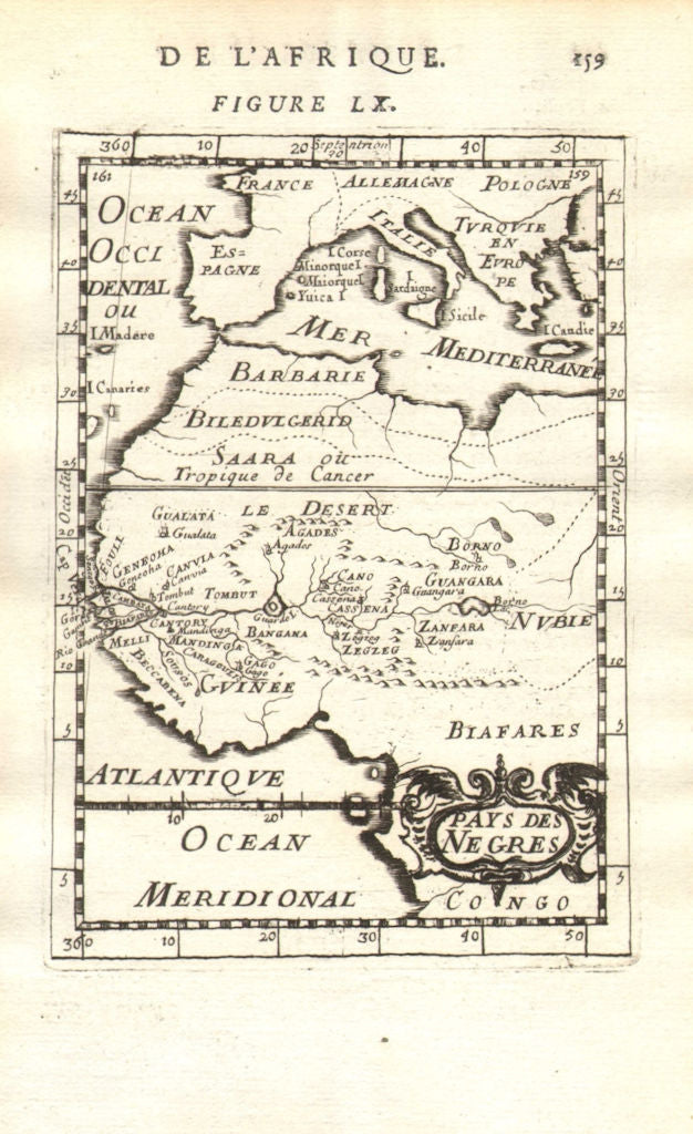 WEST AFRICA Niger/Gambia rivers tribes towns. 'Pays des Negres'. MALLET 1683 map