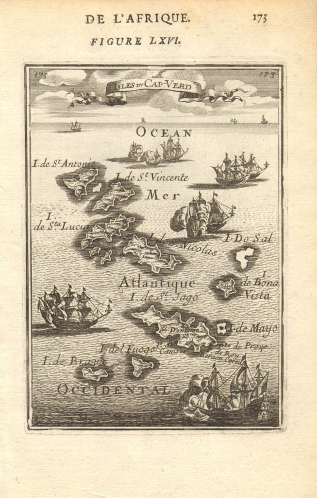CABO/CAPE VERDE ISLANDS. Santiago São Vicente Sal Boa Vista &c. MALLET 1683 map