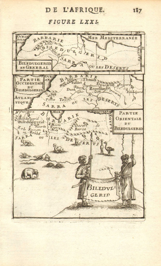 NORTH AFRICA. 'Biledulgerid', a former North African country. MALLET 1683 map