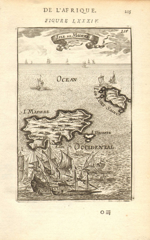 MADEIRA/PORTO SANTO. 'Isle de Madere'. Funchal Portugal islands. MALLET 1683 map