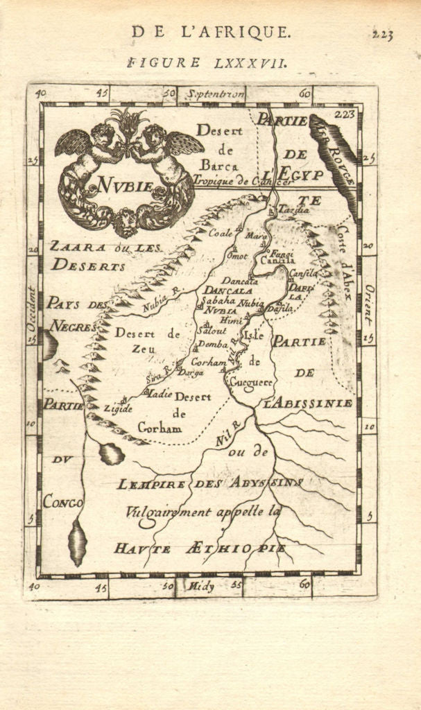 NUBIA. 'Nubie'. Nile Valley. Sudan Ethiopia Egypt. MALLET 1683 old antique map