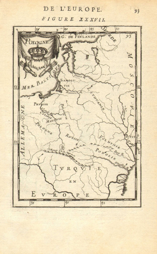 POLISH-LITHUANIAN COMMONWEALTH. Poland Belarus &c 'Pologne'. MALLET 1683 map
