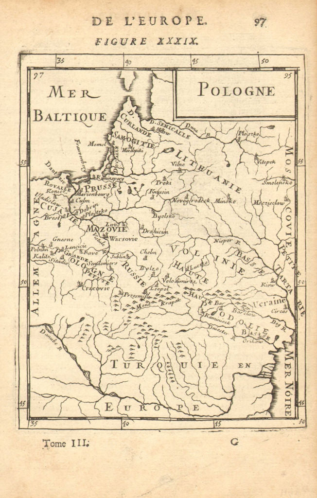 POLISH-LITHUANIAN COMMONWEALTH. Poland Belarus. Towns & rivers. MALLET 1683 map