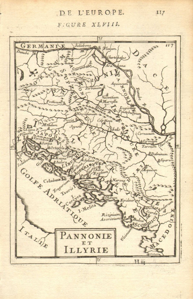 BALKANS. Pannonie/Pannonia Illyria. Croatia Bosnia Serbia. MALLET 1683 old map