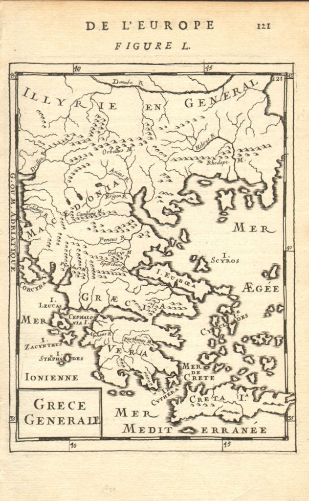 GREECE. 'Grece Generale' with rivers/islands. Crete & Cyclades. MALLET 1683 map