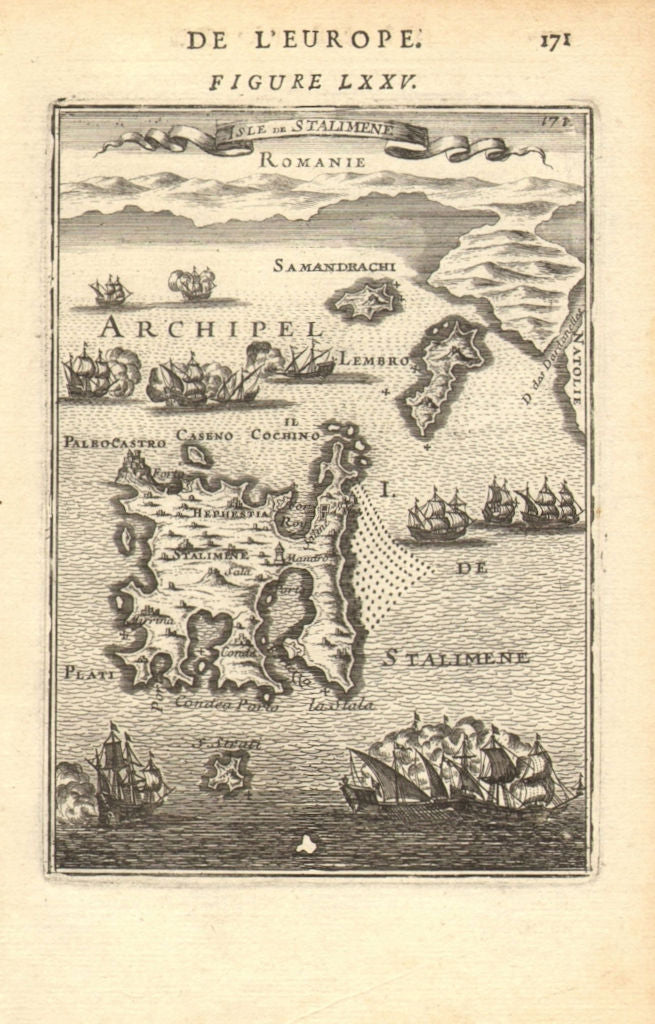 NORTH AEGEAN. Lemnos Samothraci Imbros/Gokceada Dardanelles. MALLET 1683 map