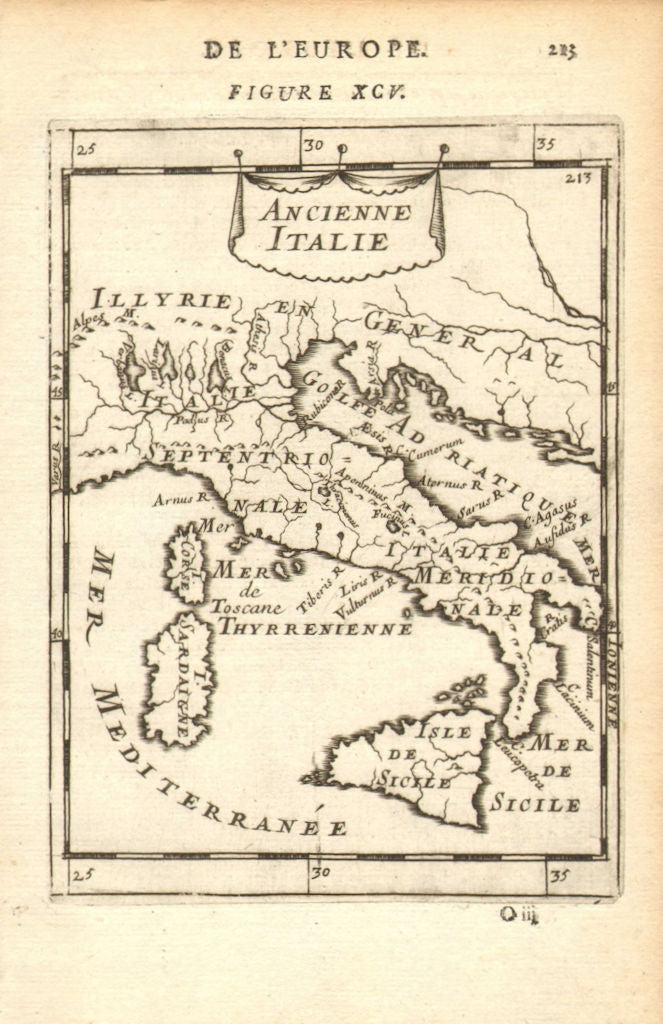 ANCIENT ITALY. Decorative. 'Ancienne Italie'. MALLET 1683 old antique map