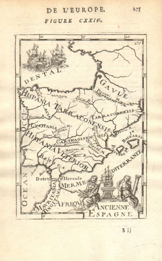 ANCIENT IBERIA. Roman provinces. Hispania Lusitania Spain Portugal 1683 map