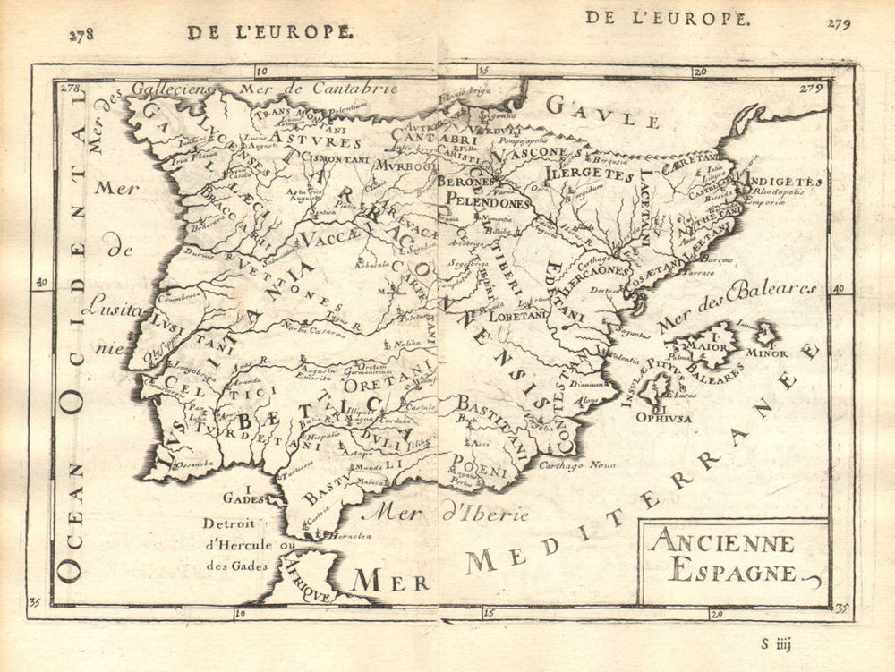 ROMAN IBERIA 'Ancienne Espagne' Towns Hispania Lusitania Spain. MALLET 1683 map
