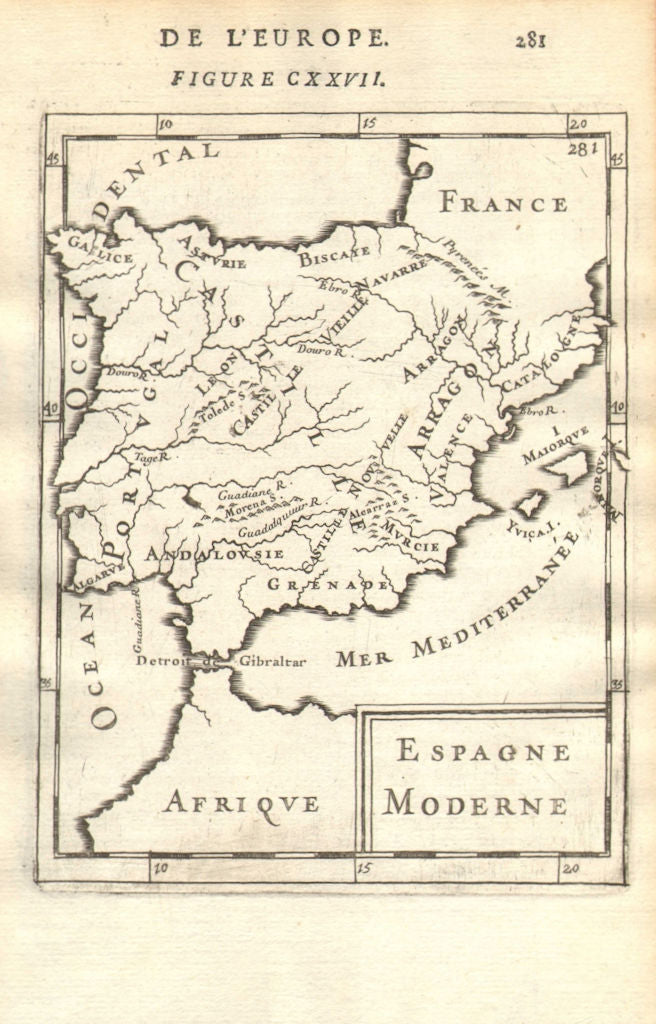 IBERIA. Spain & Portugal showing regions. 'Espagne Moderne'. MALLET 1683 map