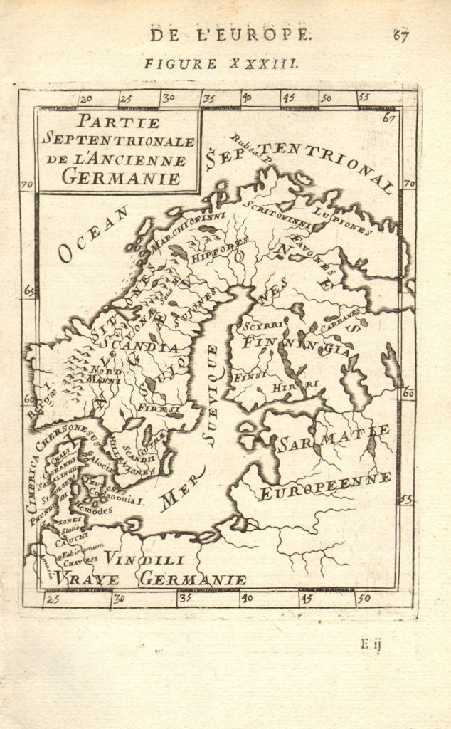 SCANDINAVIA. Tribes. Partie Septentrionale de ancienne Germanie. MALLET 1683 map