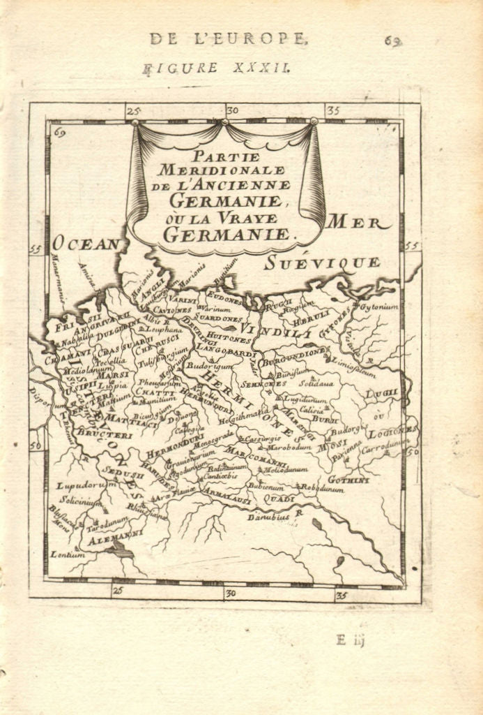 GERMANY. Germanic tribes. 'La vraye Germanie' & Poland. MALLET 1683 old map