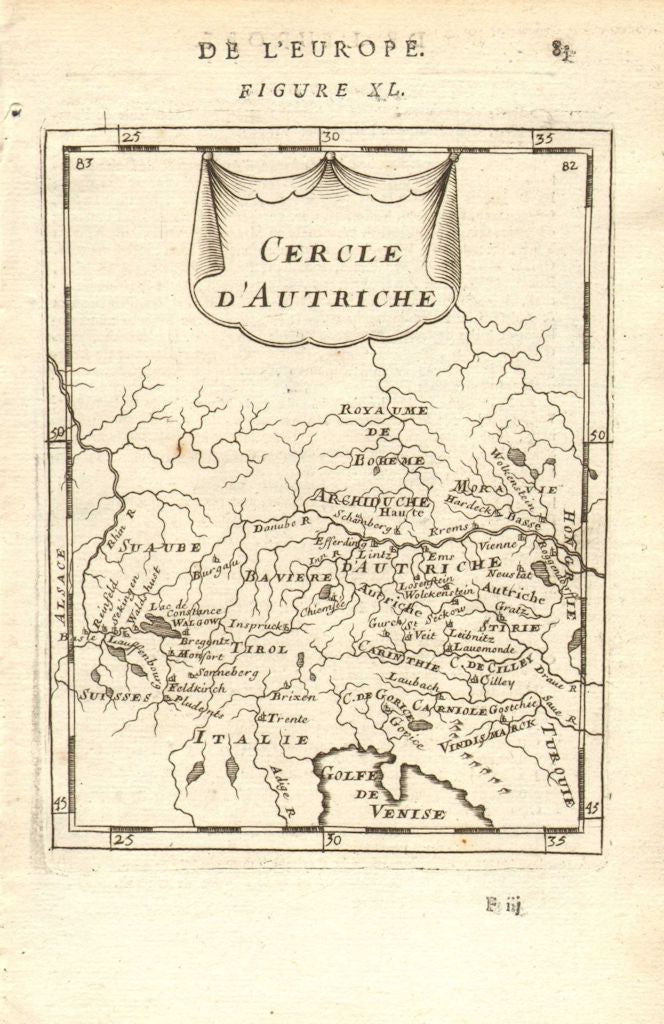 AUSTRIA Österreich 'Cercle d'Autriche' Vienna Graz Linz. MALLET 1683 old map