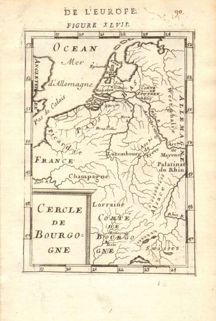 BENELUX & NE FRANCE. Burgundy. Comté/'Cercle de Bourgogne'. MALLET 1683 map