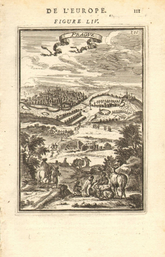 PRAGUE PRAHA. Decorative city view. Figures. Czech Republic. MALLET 1683 map