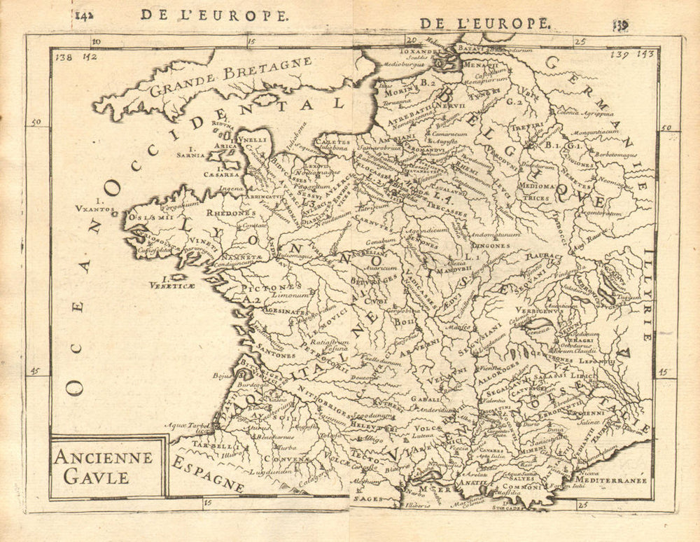 ANCIENT GAUL Gallic tribes Roman towns 'Ancienne Gaule' France. MALLET 1683 map