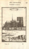 NOTRE DAME DE PARIS. Fine view of the cathedral with many figures. MALLET 1683