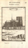 NOTRE DAME DE PARIS. Fine view of the cathedral with many figures. MALLET 1683