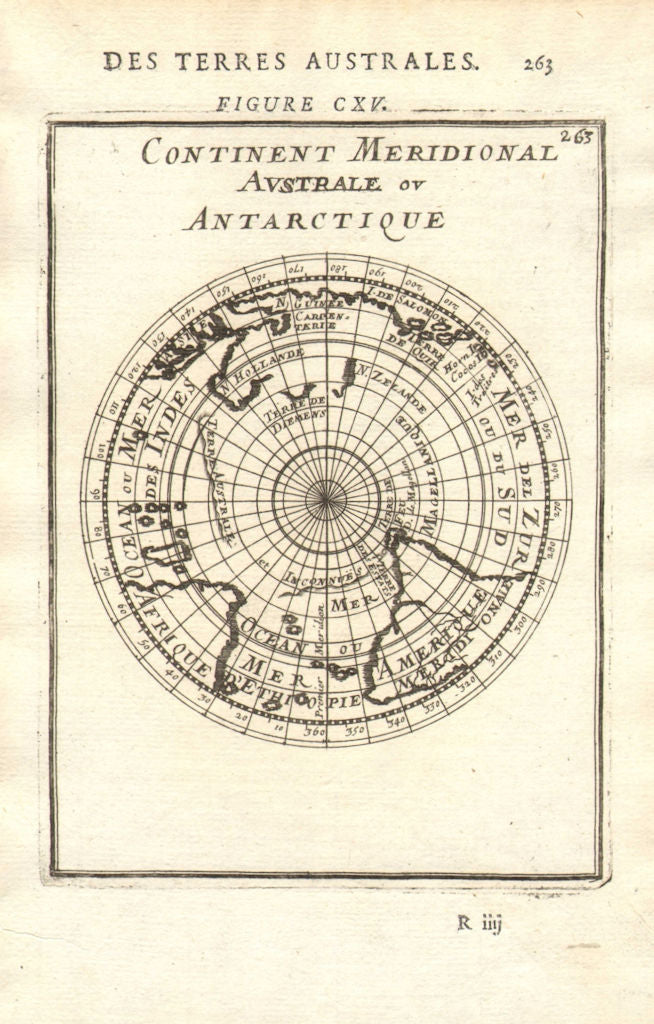 SOUTHERN HEMISPHERE Australia/New Holland incomplete unknown. MALLET 1683 map