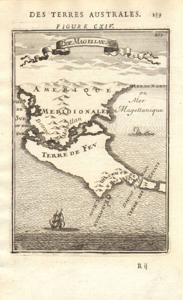 TIERRA DEL FUEGO. Cape Horn. Magellan Strait. Chile Argentina. MALLET 1683 map