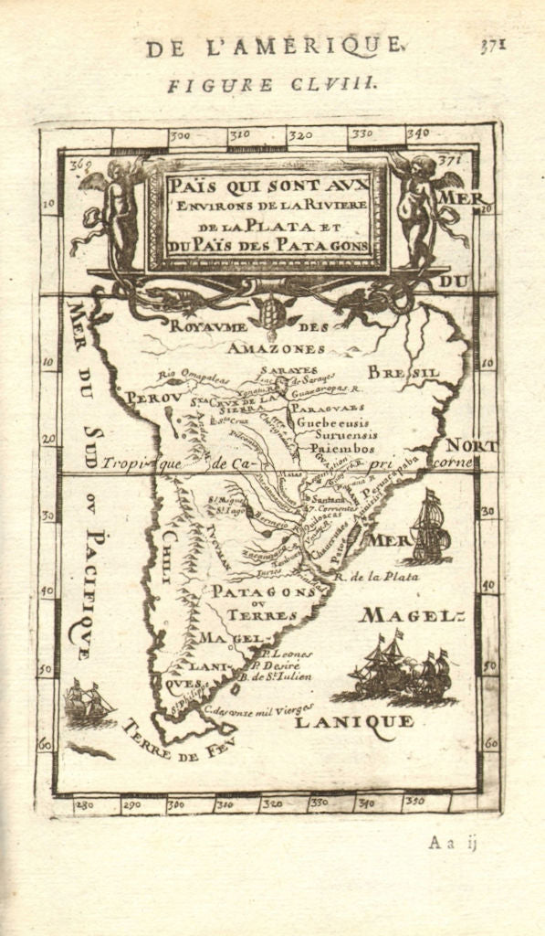 SOUTH AMERICA. La Plata. Brazil Peru Chile Patagonia Tribes. MALLET 1683 map