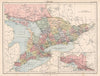 ONTARIO/GREAT LAKES. Showing counties. Lake Huron Erie Ontario 1898 old map