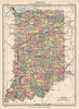 INDIANA. State map showing counties/railroads. Indianapolis. Britannica 1898