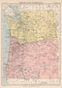 OREGON & WASHINGTON. State map showing counties. Seattle Tacoma 1898 old