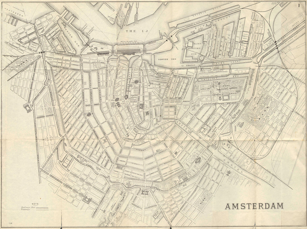 AMSTERDAM. Antique town plan. City map. Netherlands. BRADSHAW 1890 old