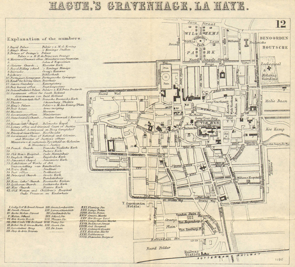 THE HAGUE DEN HAAG 'S-GRAVENHAGE LA HAYE. Town plan. City map. BRADSHAW 1890