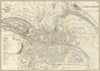 LYONS LYON. Antique town plan. City map. France. BRADSHAW 1890 old