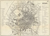 MILAN MILANO. Antique town plan. City map. Italy. BRADSHAW 1890 old