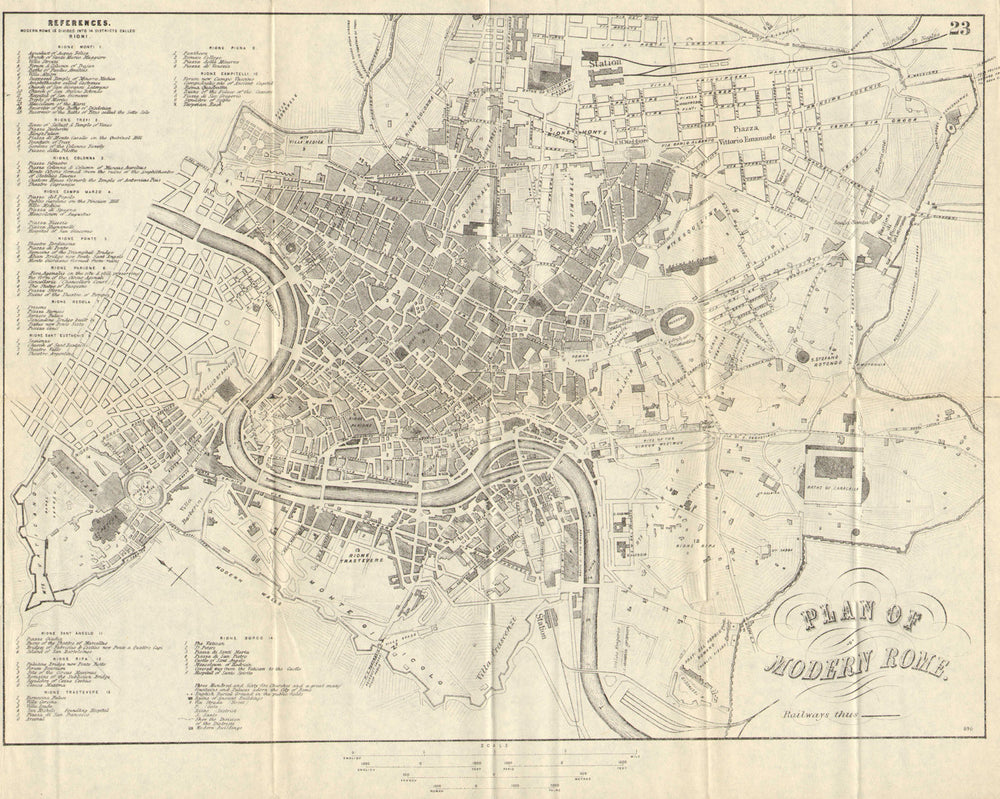 ROME ROMA. Antique town plan. City map. Italy. BRADSHAW 1890 old