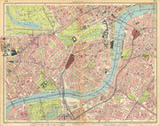 LONDON. Brompton Pimlico Mayfair Westminster Chelsea Lambeth West End 1925 map