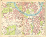 LONDON SW. Putney Wandsworth Fulham Barnes Parson's Green Roehampton 1925 map