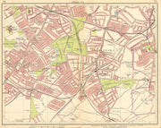 LONDON S. Tooting Streatham Balham Tulse Hill Norbury Manor Park 1925 old map
